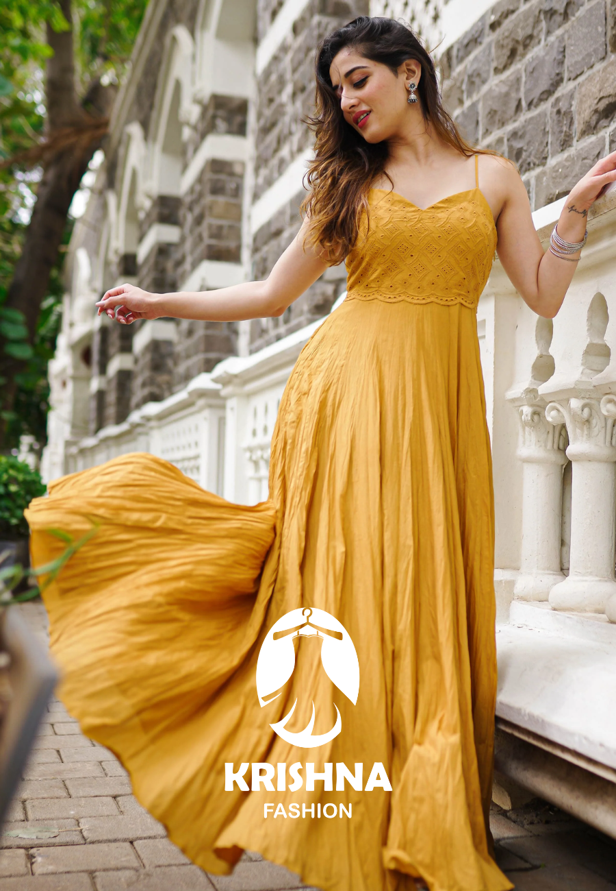 Mustard Yellow Tiered Maxi Dress with Tie - up sleeve - Flowy Ethnic Funsion Outfit - 007