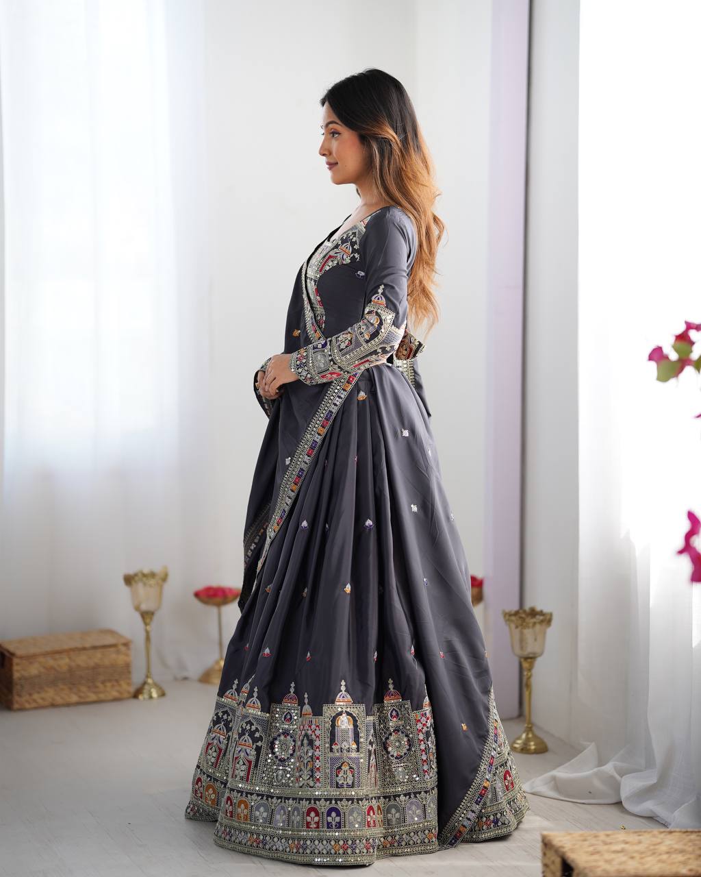 Krishna Fashion Premium Quality Heavy Traditional Black Lehenga Choli NF-5007
