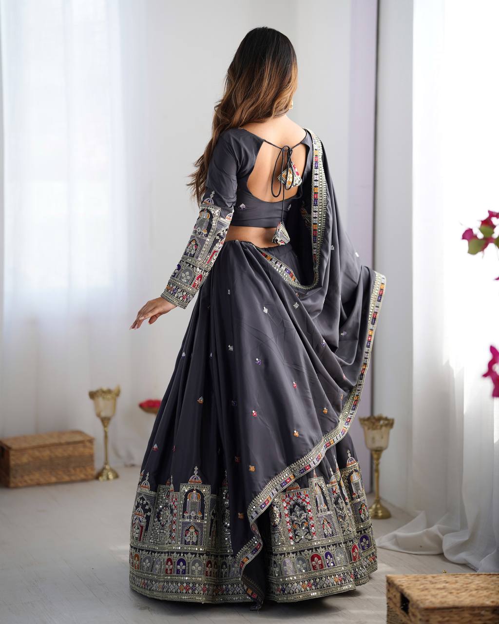 Krishna Fashion Premium Quality Heavy Traditional Black Lehenga Choli NF-5007