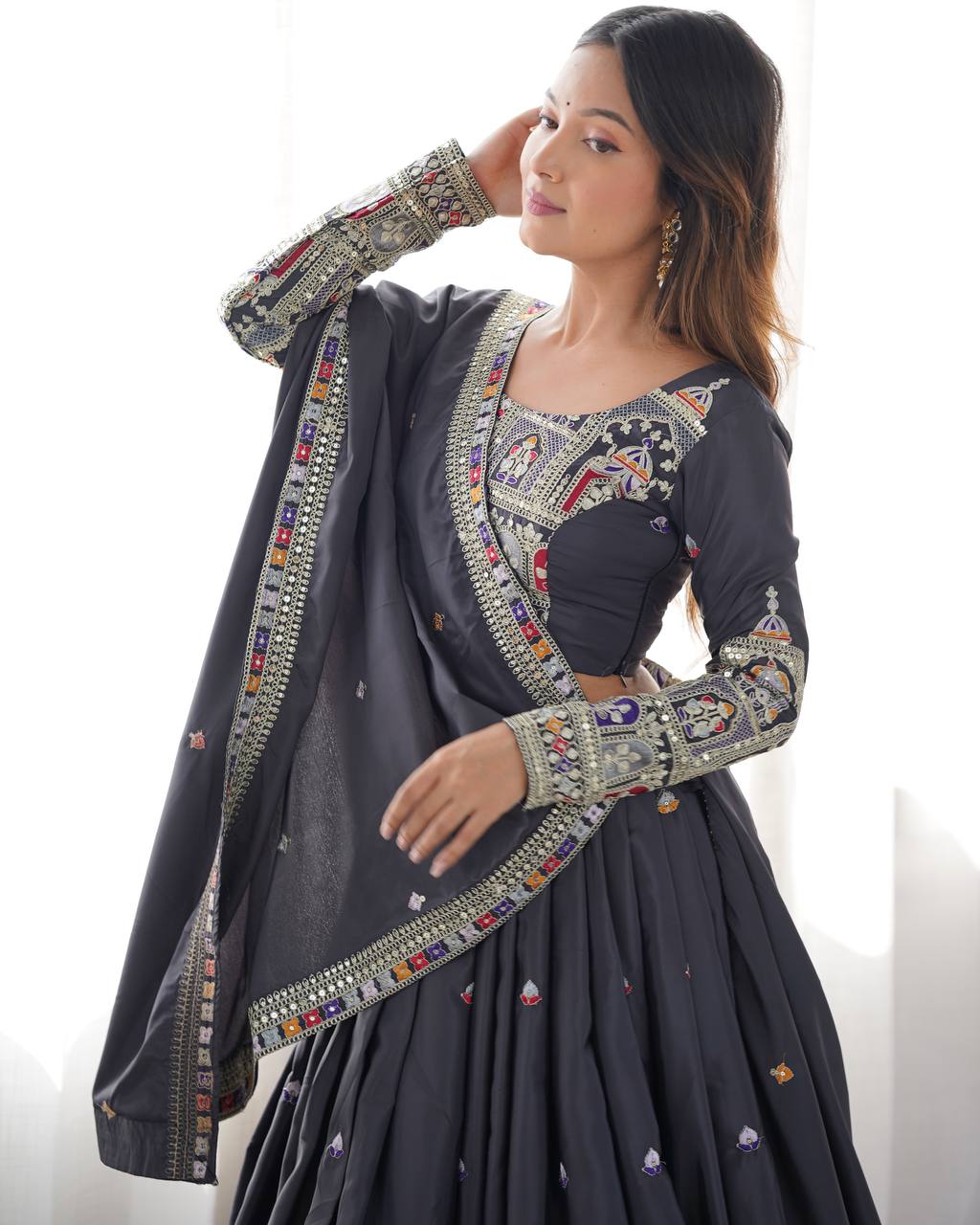 Krishna Fashion Premium Quality Heavy Traditional Black Lehenga Choli NF-5007