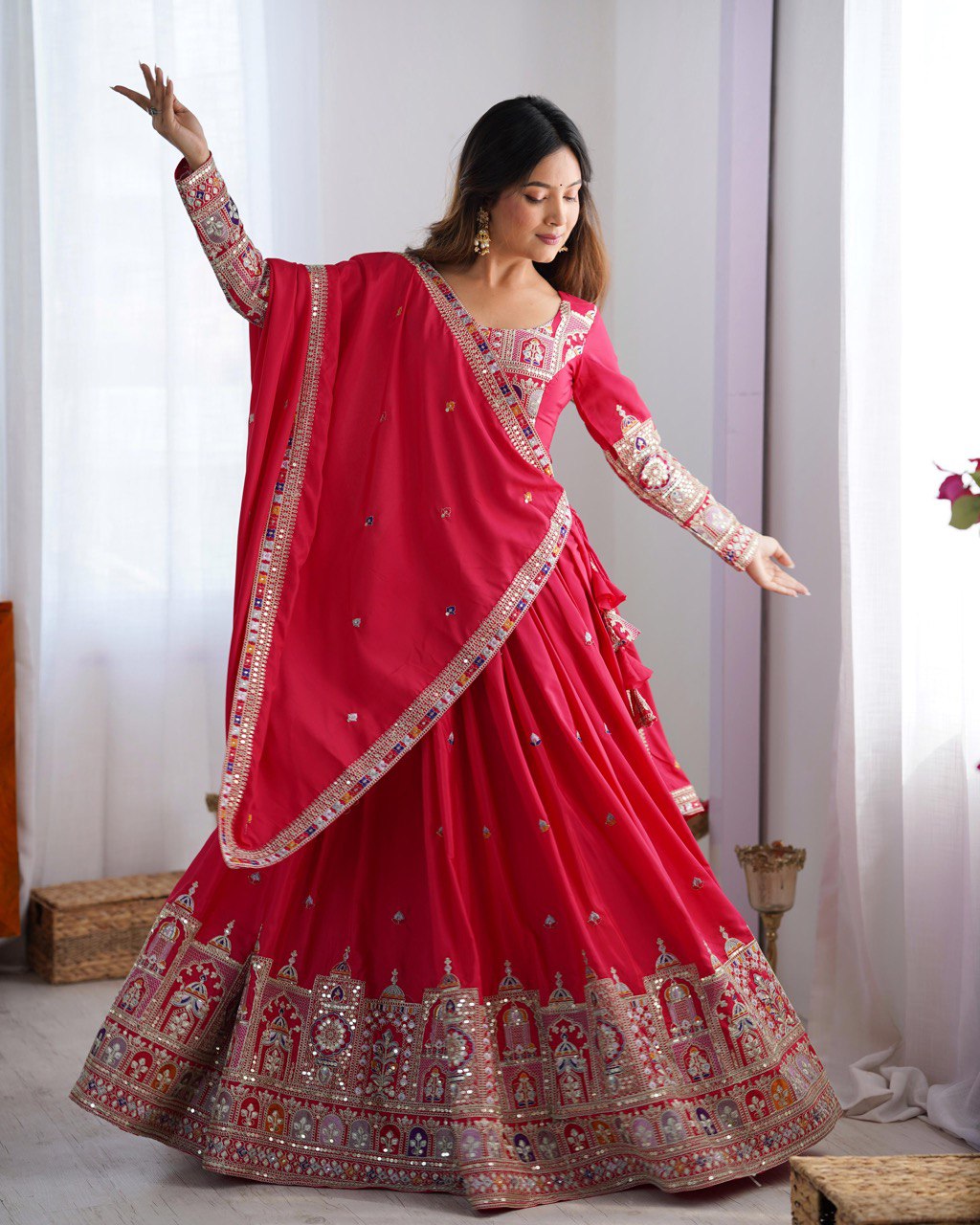 Krishna Fashion Premium Quality Heavy Traditional Pink Lehenga Choli NF-5008