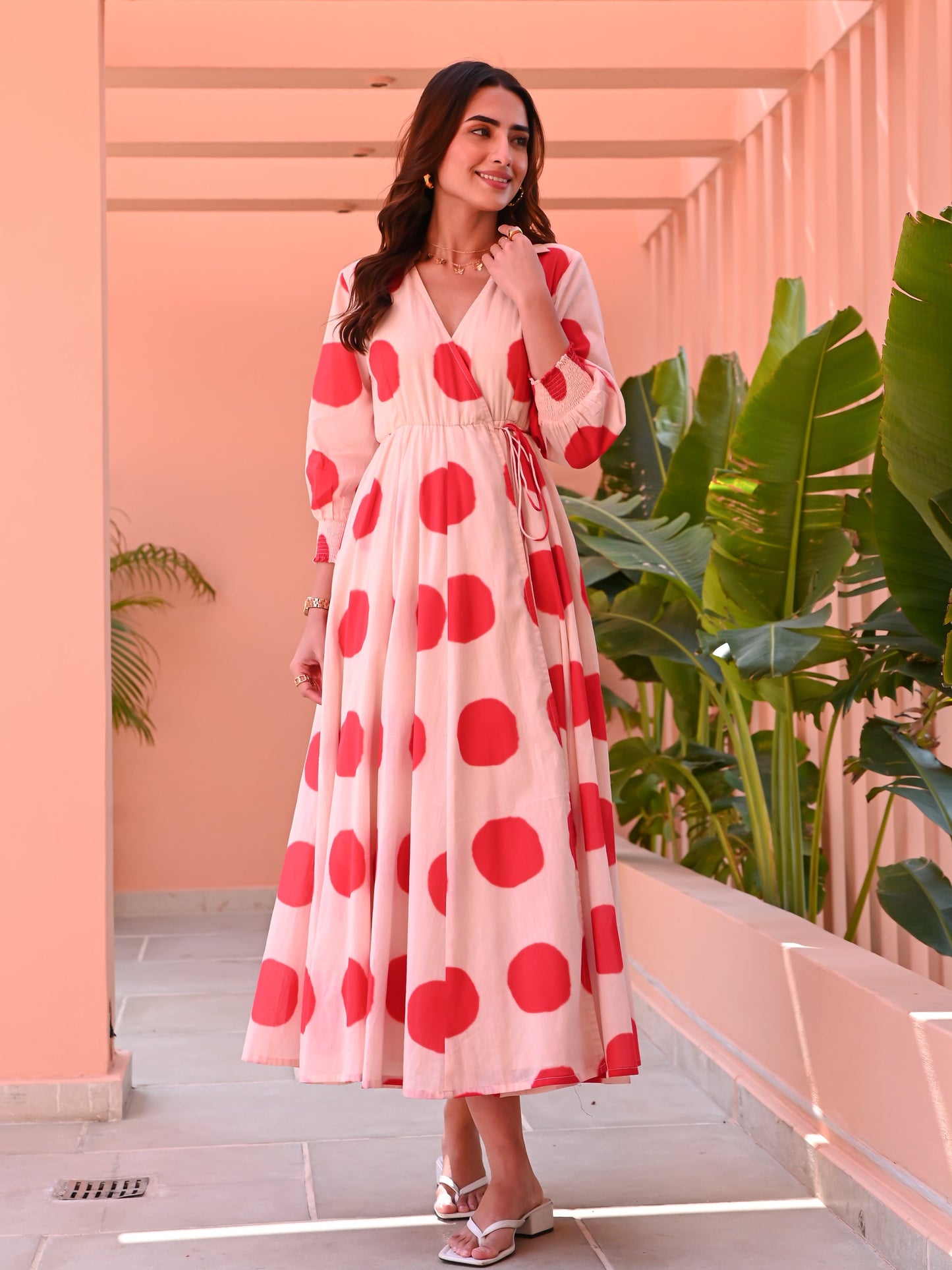 Classic Polka Wrap Dress - 015