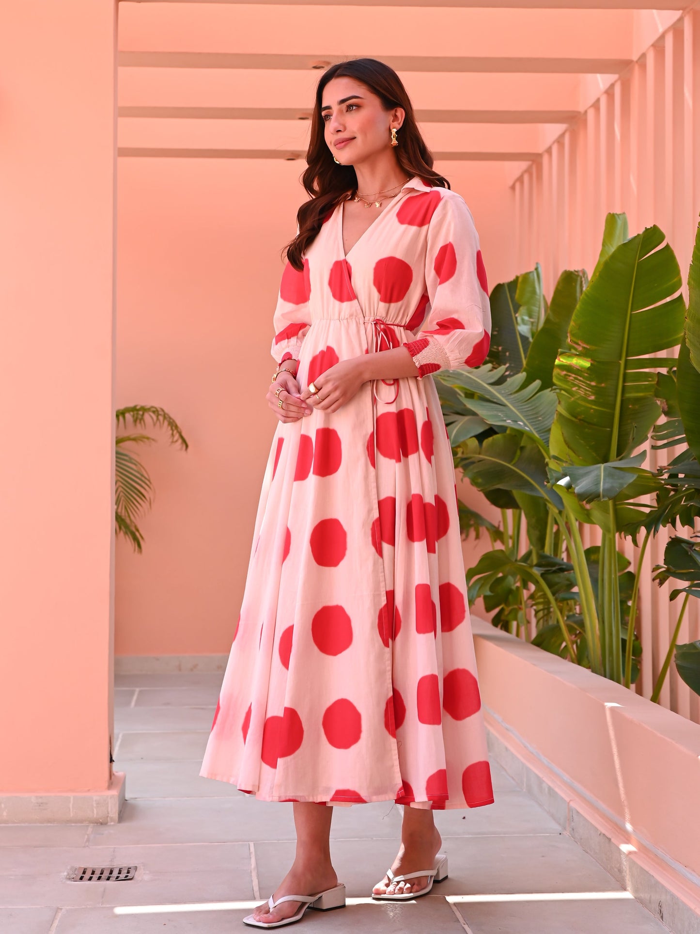 Classic Polka Wrap Dress - 015