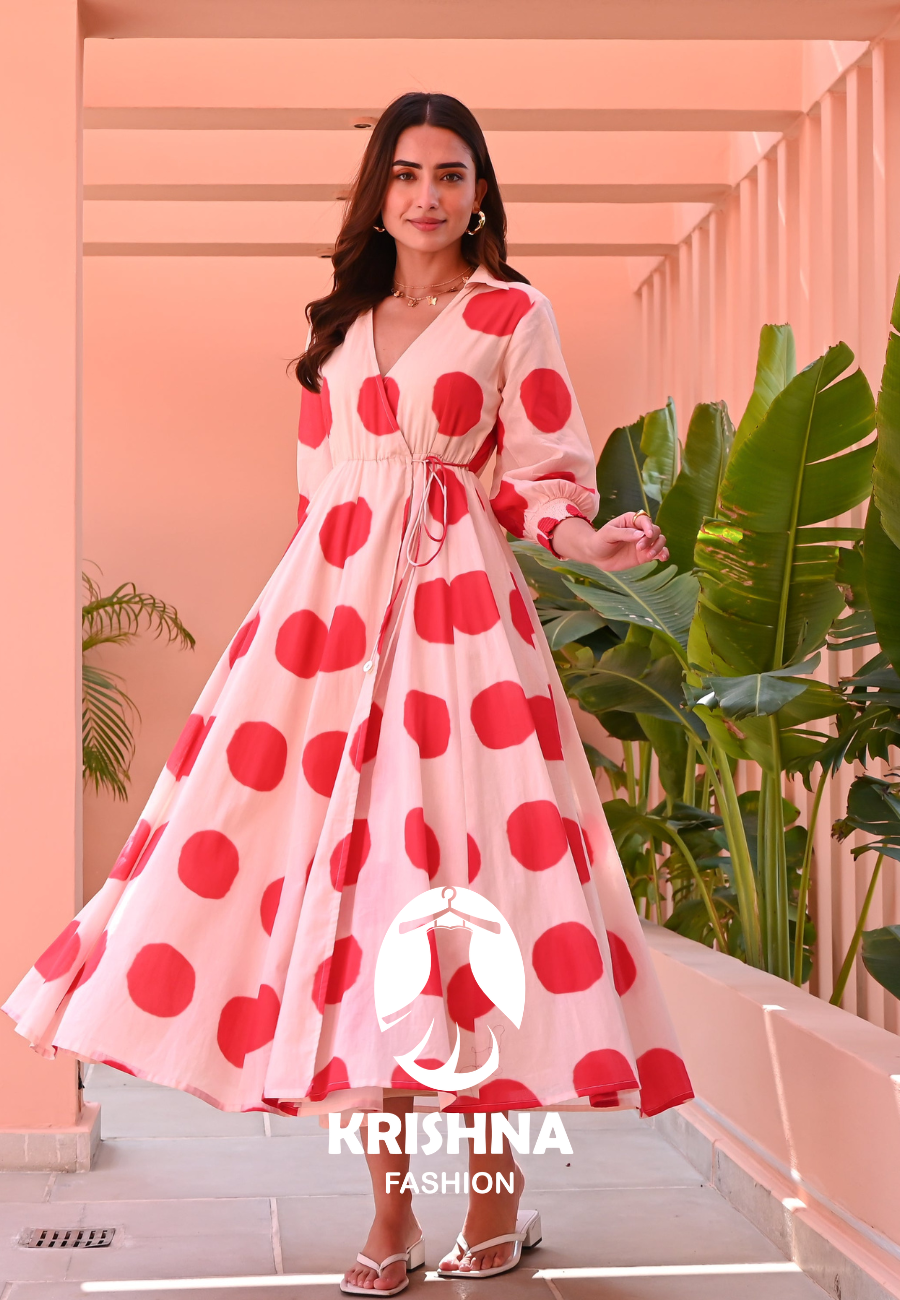 Classic Polka Wrap Dress - 015