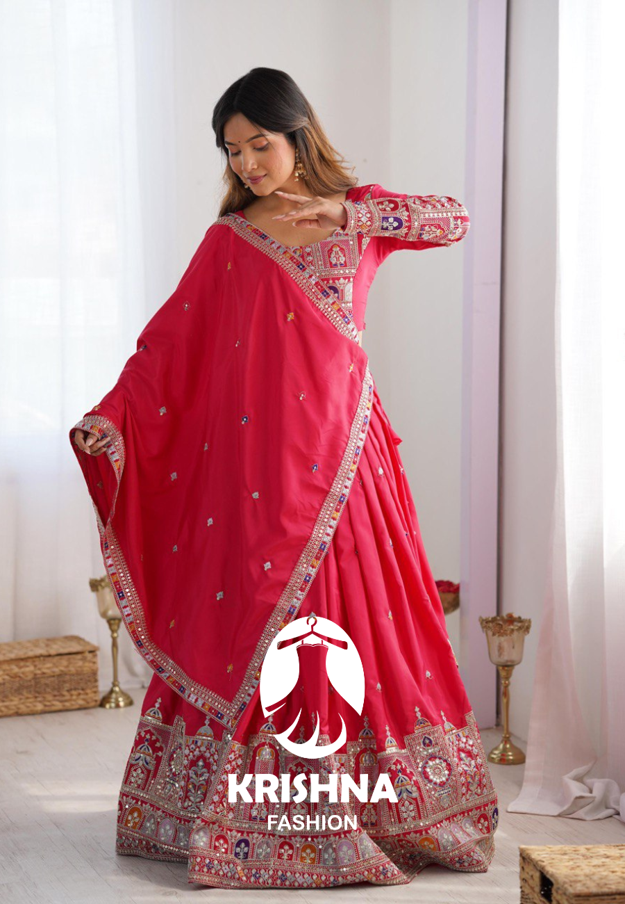 Krishna Fashion Premium Quality Heavy Traditional Pink Lehenga Choli NF-5008