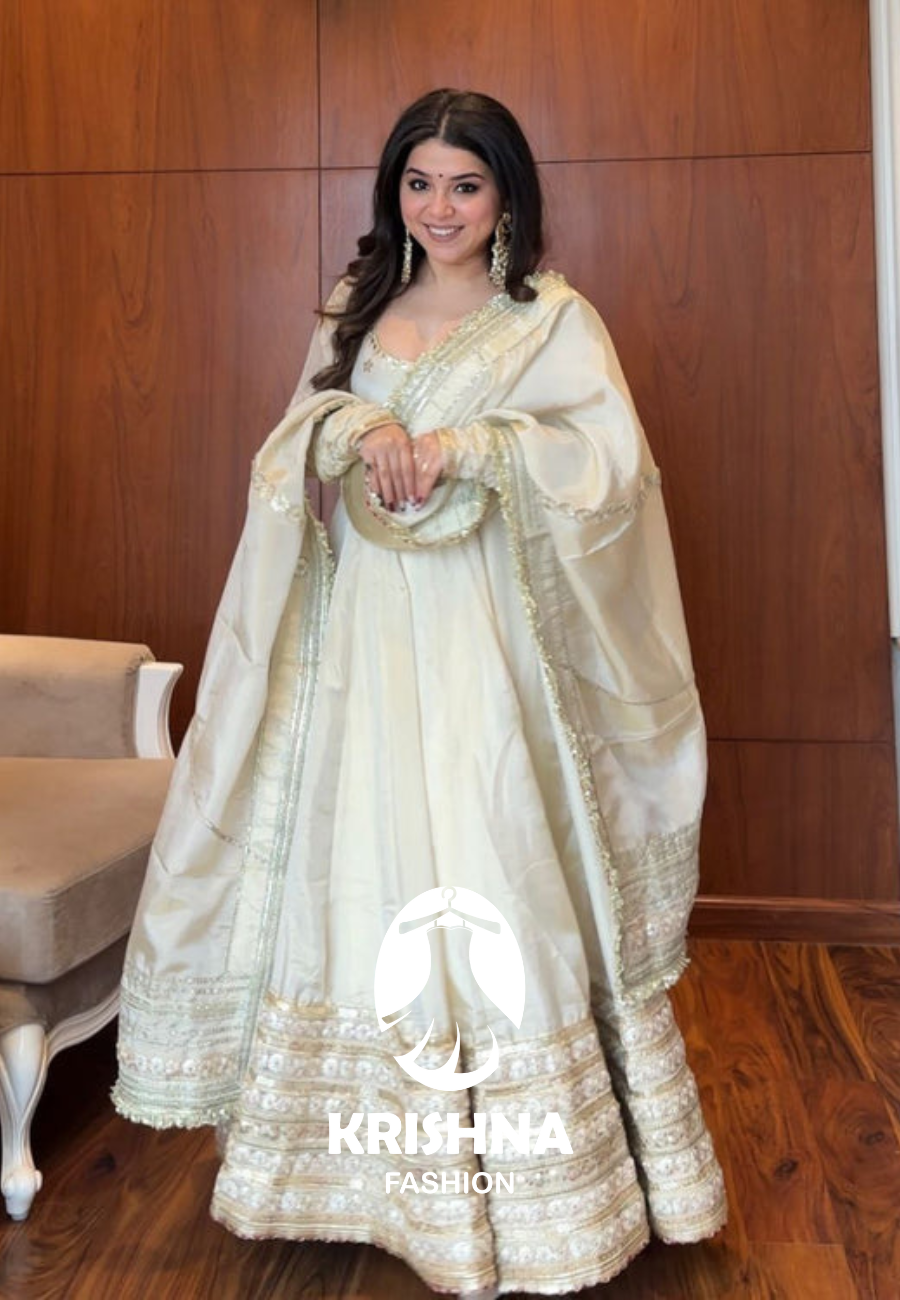 Krishna OFF WHITE COLOUR TRENDING ANARKALI SUIT SET