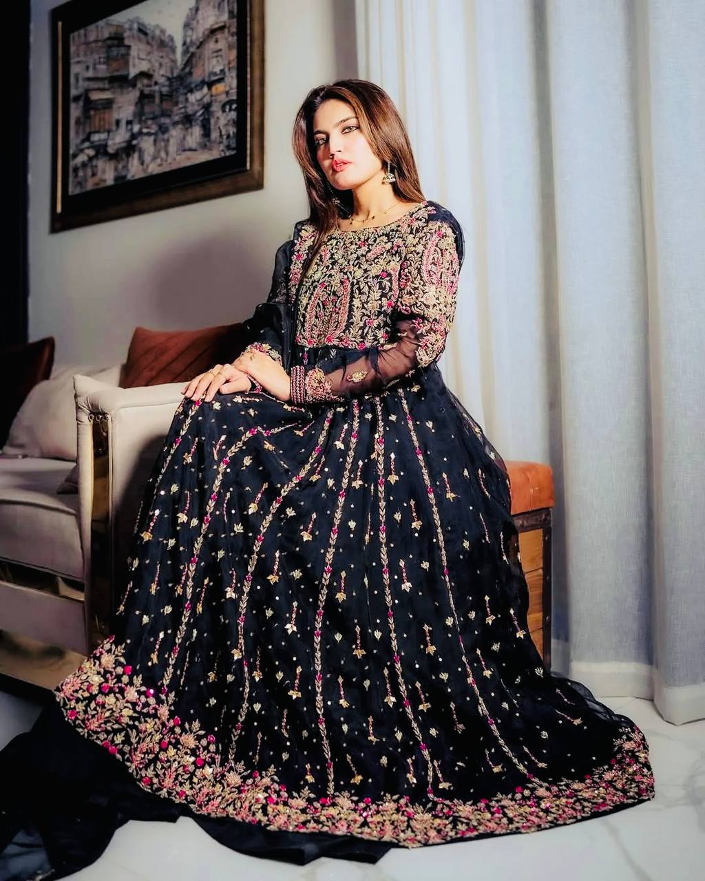 Embroidered Georgette Gown – Heavy Thread & Sequin Work KFZ-9013