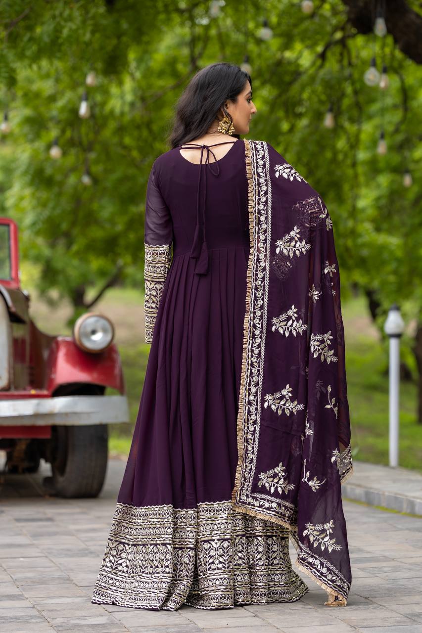 Anarkali Suit with Embroidered Dupatta and Gota Patti Detailing KFS-1634