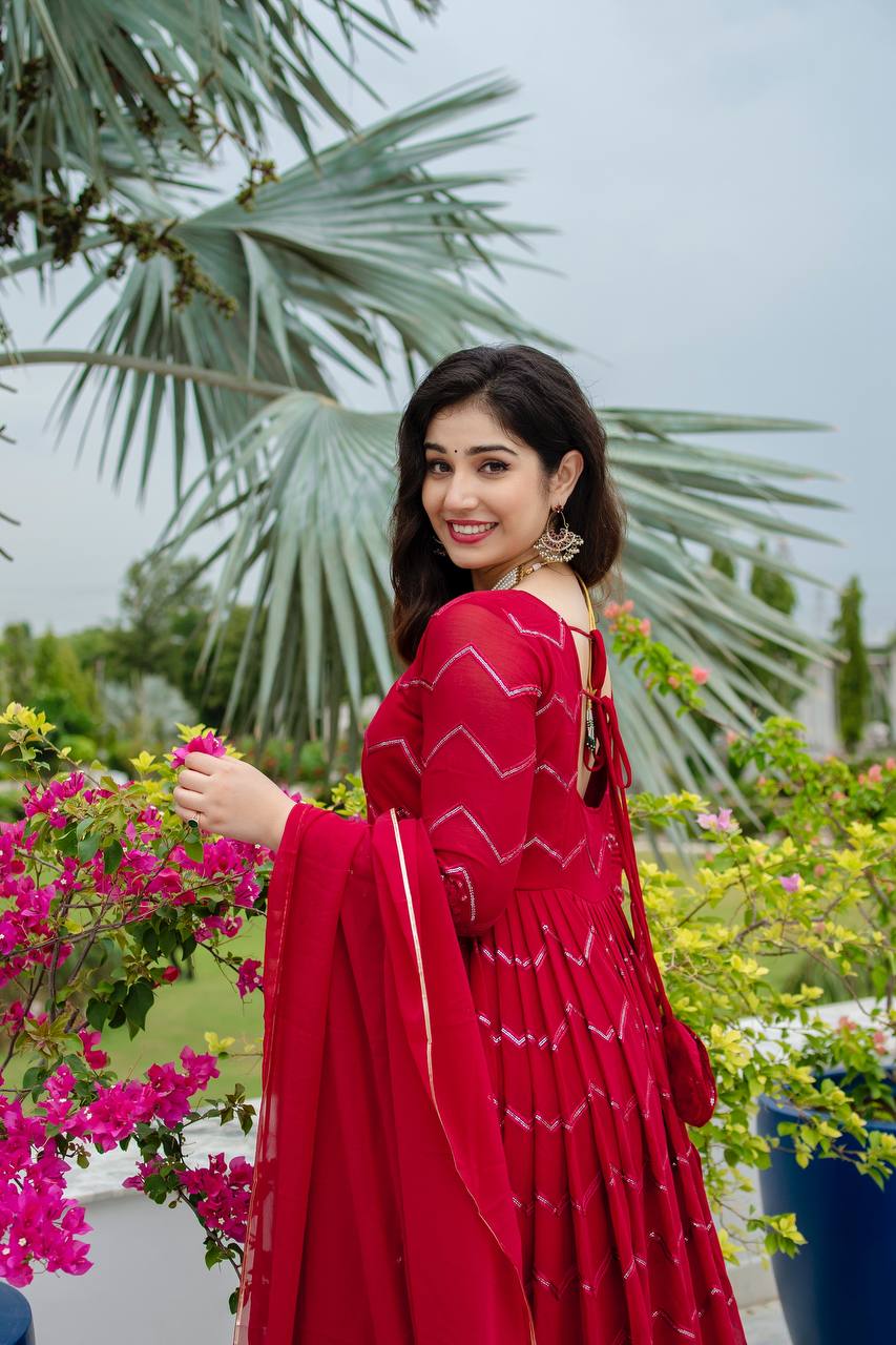 Maroon Color Anarkali Plus size Suit Set For Women KF-6016