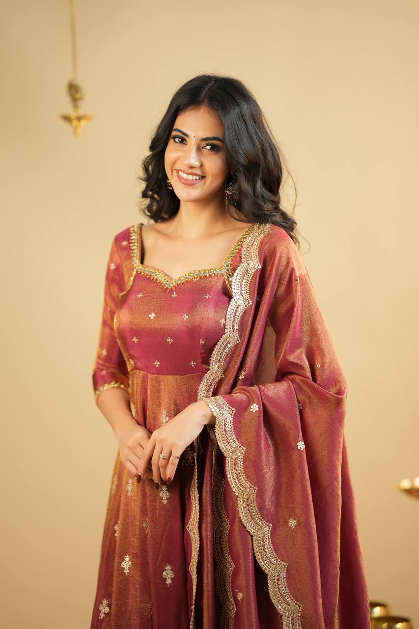 Krishna Fashion Cosmo Slit Anarkali Premium Suit Set KFTD-6071