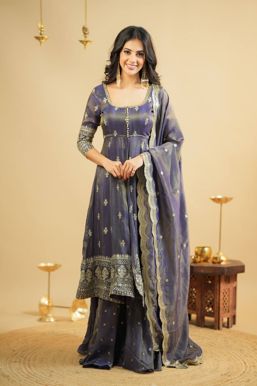 Premium Anarkali Suit Set | Cosmo Fabric with Heavy Sequins & Embroidery | Partywear Ethnic Dress for Women KFTD-6073