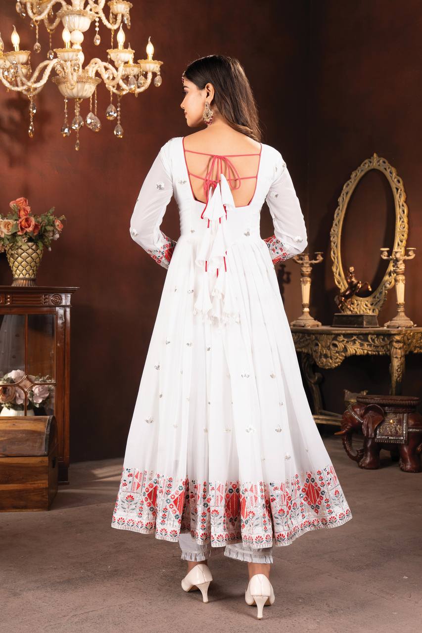 Embroidered Anarkali Suit Set for Women | Traditional Long Flared Gown KFT-6056