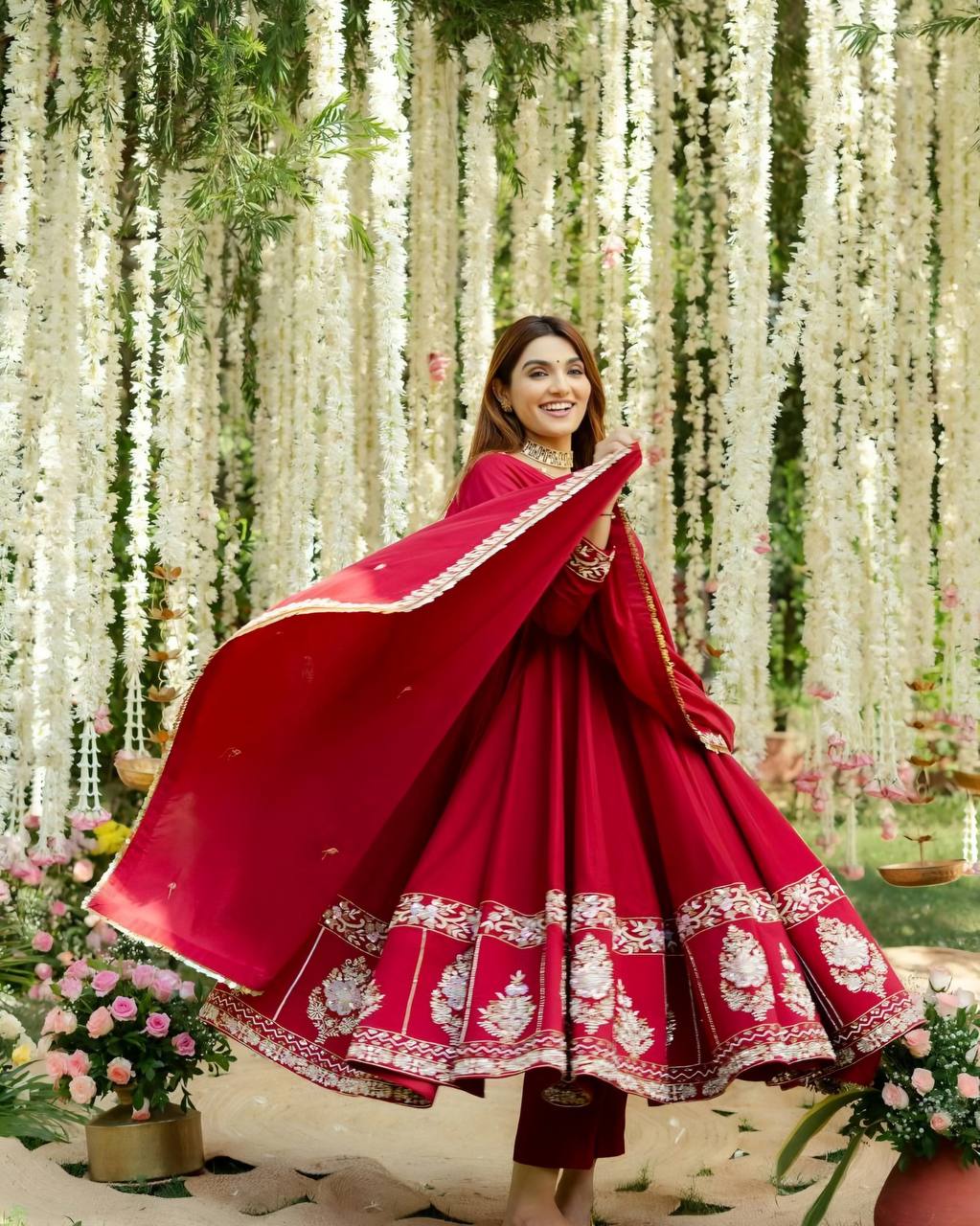 Designer Maroon Embroidered Anarkali Set with Dupatta for Women – Ethnic Party Wear KFTD-6074