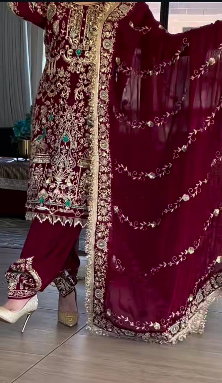 New Heavy Embroidered Dhoti Salwar Set for Women – Party Wear Designer Ethnic Outfit