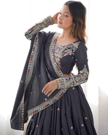 Krishna Fashion Premium Quality Heavy Traditional Black Lehenga Choli NF-5007