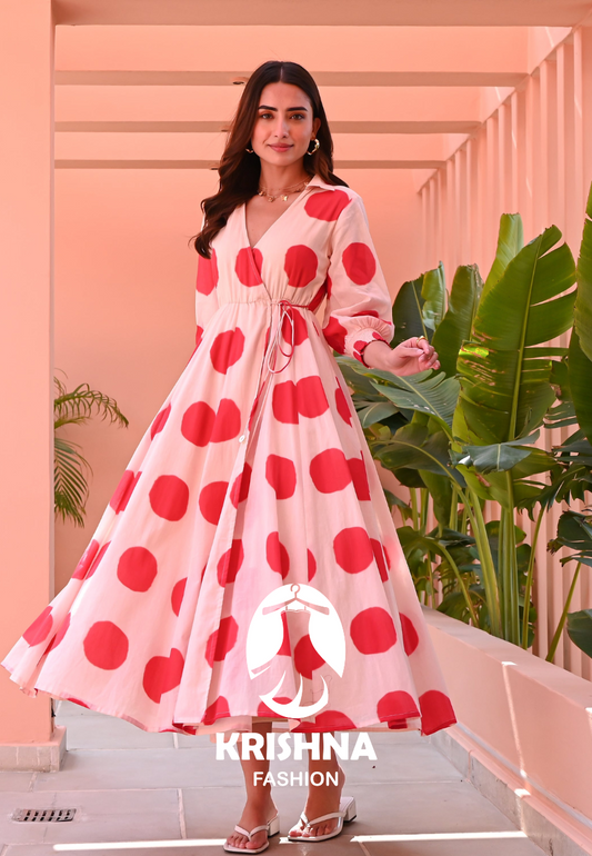 Classic Polka Wrap Dress - 015