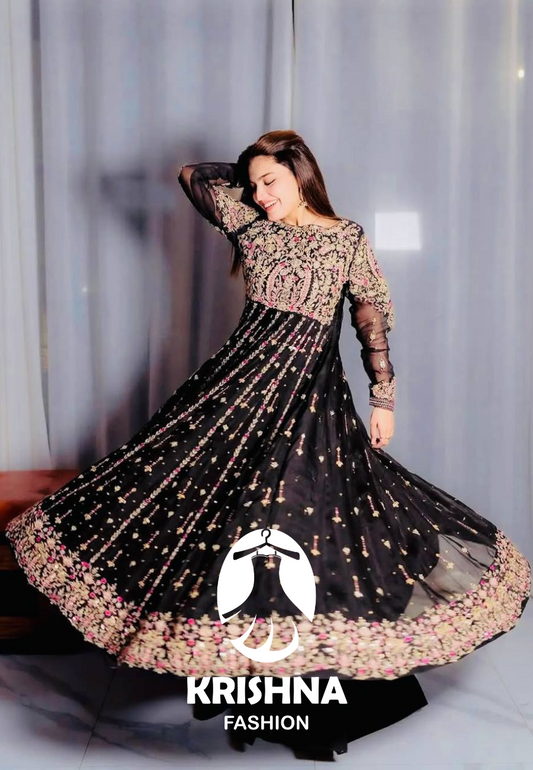 Embroidered Georgette Gown – Heavy Thread & Sequin Work  KFZ-9013