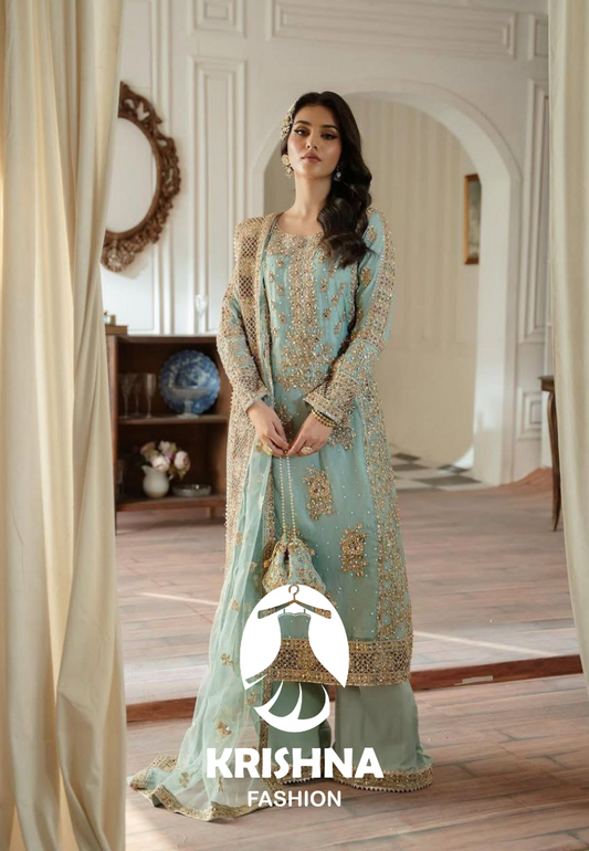 Designer Partywear Top Sharara & Dupatta Set KFZ-5050