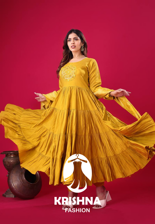 Embroidered Roman Silk Gown Set KFZS-3107