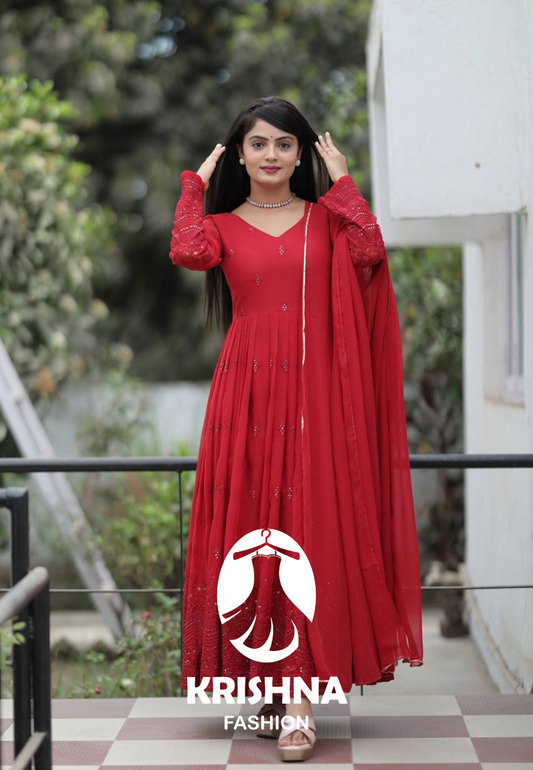 Red Color Formal Gown For Women Suit Set KF-6009