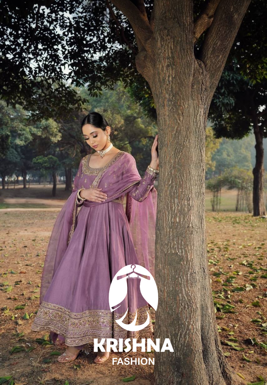 Embroidered Anarkali Suit with Dupatta KFZ-414