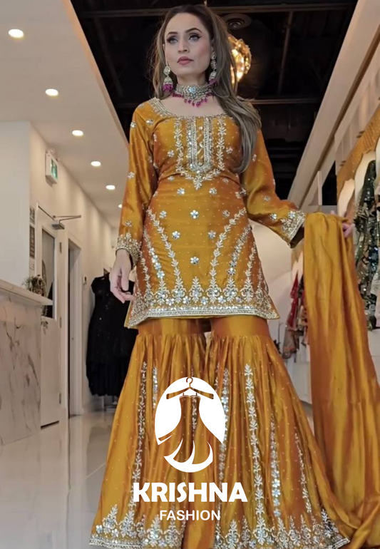 Embroidered Palazzo Suit Set with Dupatta KFS-5248