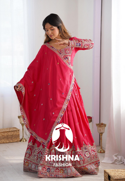Krishna Fashion Premium Quality Heavy Traditional Pink Lehenga Choli NF-5008