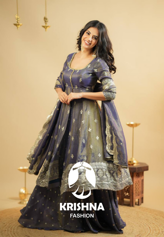 Premium Anarkali Suit Set | Cosmo Fabric with Heavy Sequins & Embroidery | Partywear Ethnic Dress for Women KFTD-6073