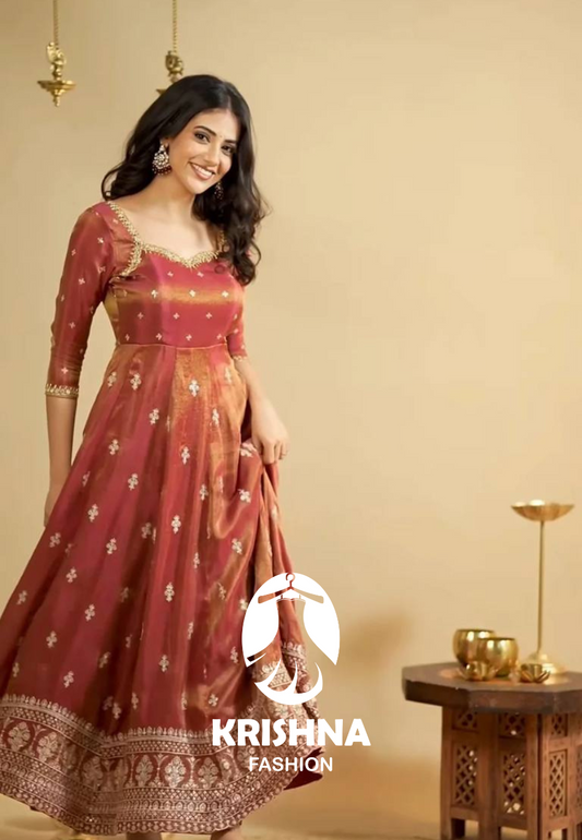 Krishna Fashion Cosmo Slit Anarkali Premium Suit Set KFTD-6071