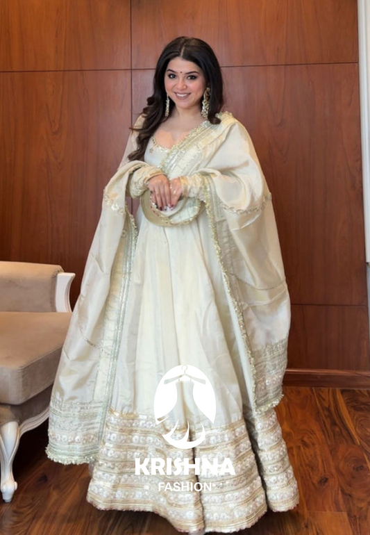 Krishna  OFF WHITE COLOUR TRENDING ANARKALI SUIT SET
