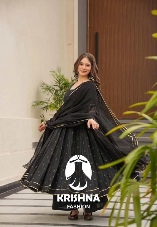 KRISHNA ISHANI BLACK ANARKALI SUIT SET