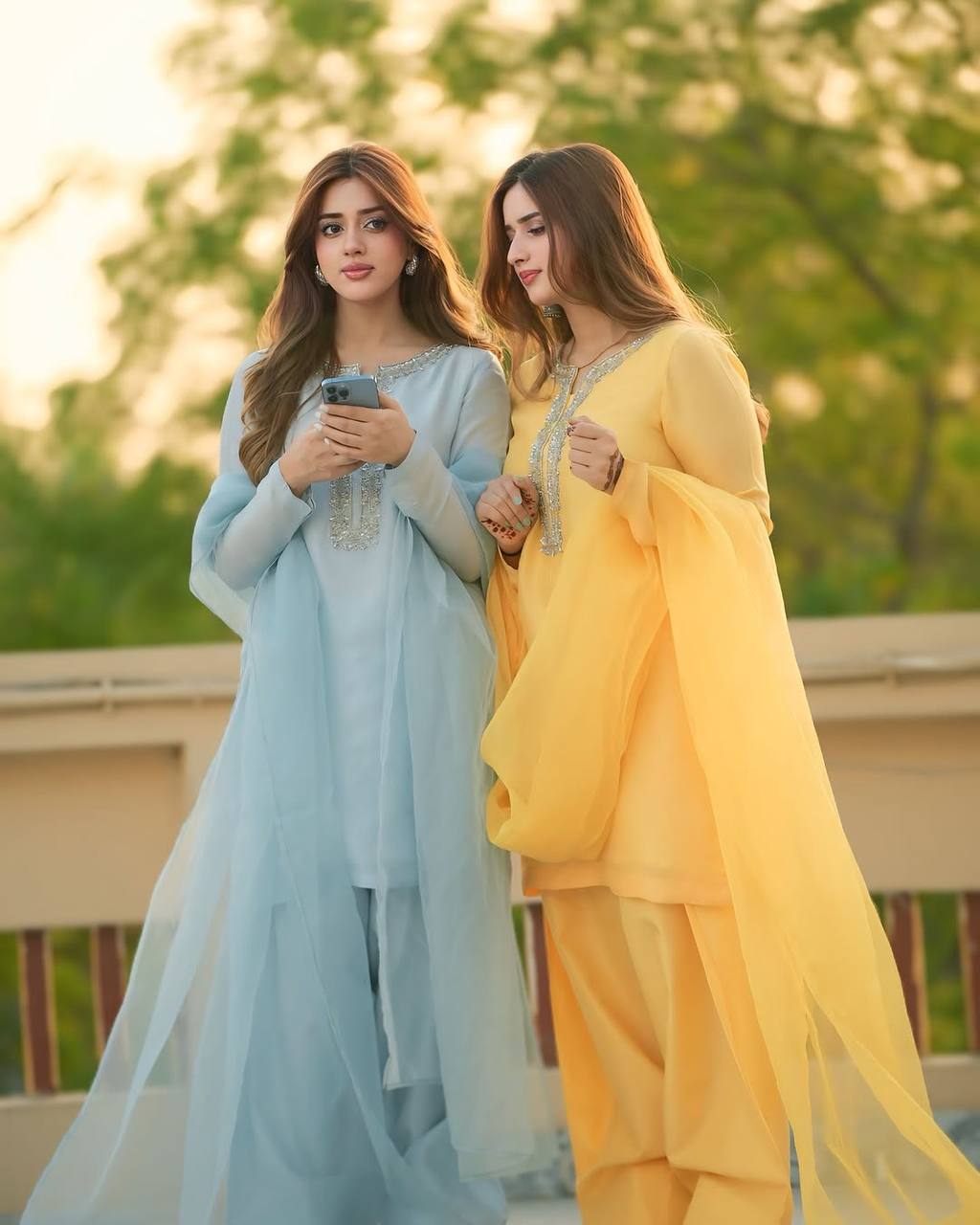 Chiffon Embroidered Long Kurta Set with Dupatta KFS-5252