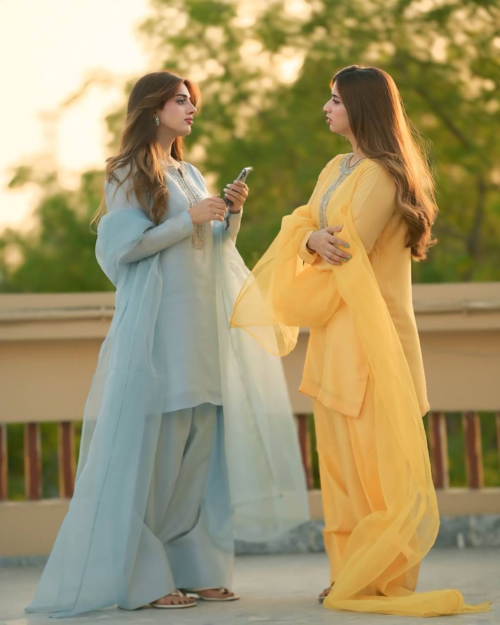 Chiffon Embroidered Long Kurta Set with Dupatta KFS-5252