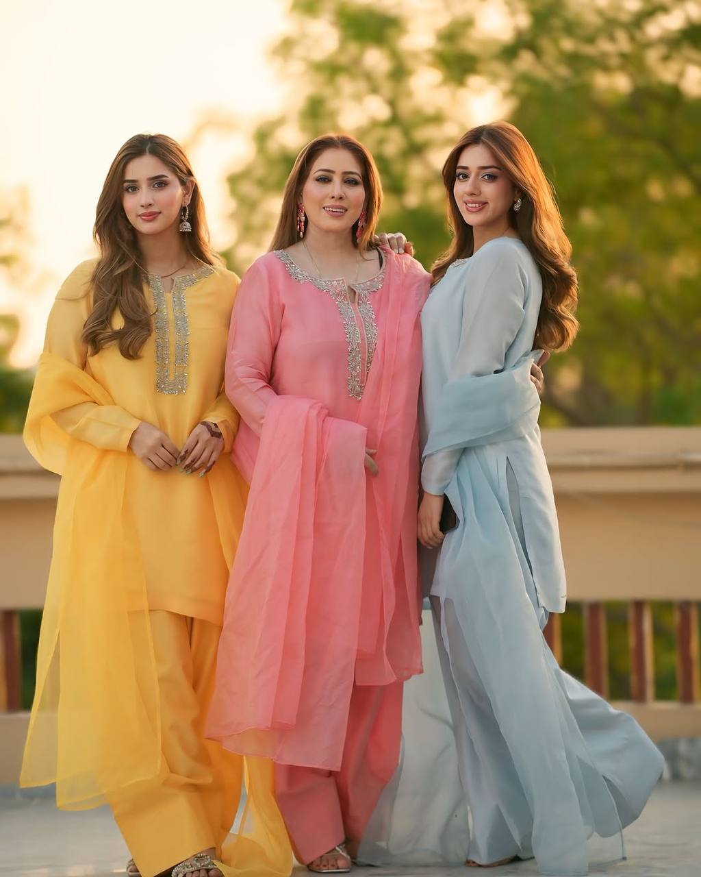 Chiffon Embroidered Long Kurta Set with Dupatta KFS-5252