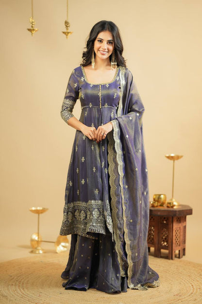 Premium Anarkali Suit Set | Cosmo Fabric with Heavy Sequins & Embroidery | Partywear Ethnic Dress for Women KFTD-6073